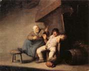 Adriaen van ostade A Peasant Couple in an  interior Germany oil painting art